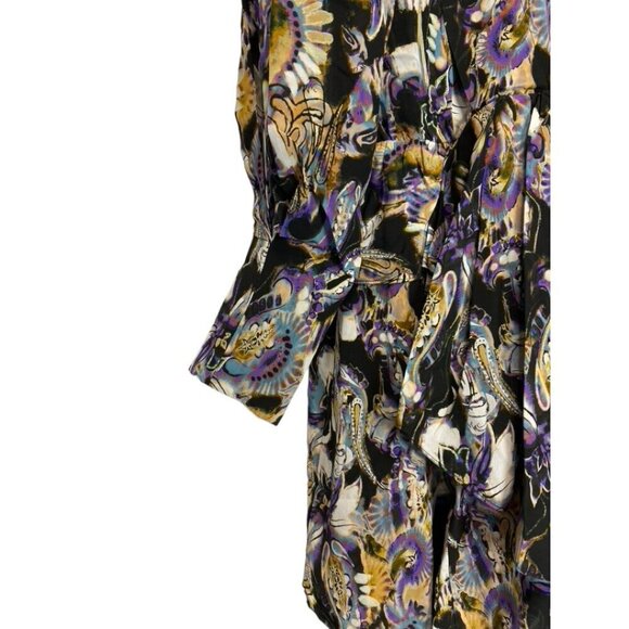 NEW IRO Damie Silk Multicolor Paisley Puff Sleeve Surplice Neckline - Picture 7 of 16